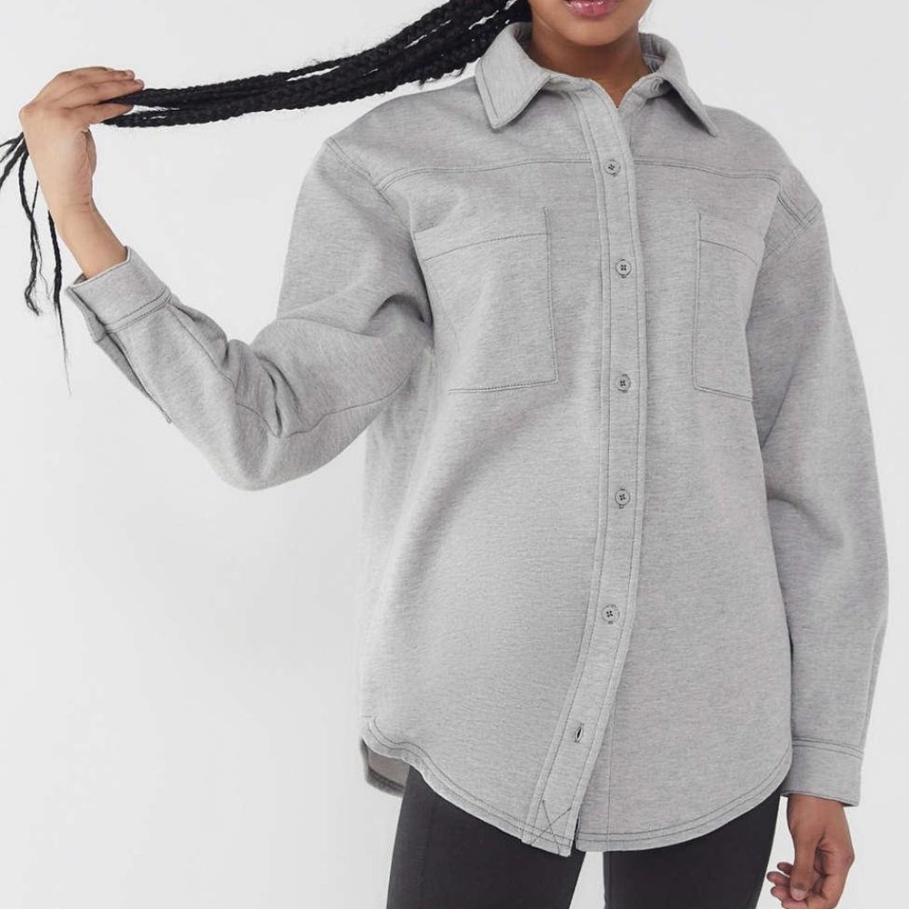 Urban Outfitters Light Gray Button-Down Shirt Jacket